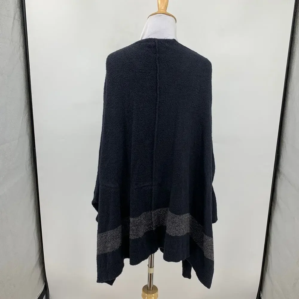 Barefoot Dreams Cardigan Womens OS One Size Black Gray CozyChic Cliffside Wrap